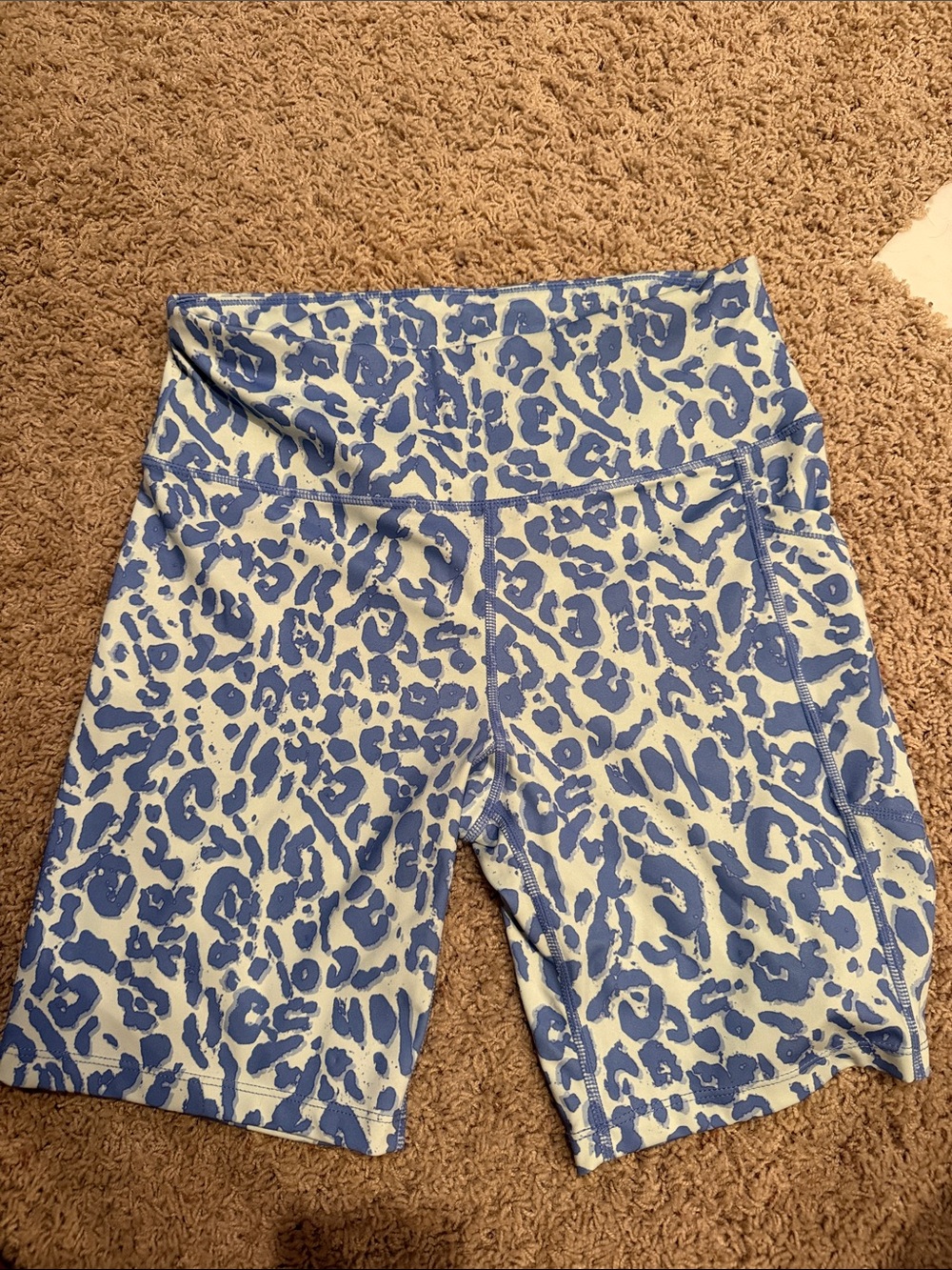 Blue Leopard Print High-Waist Women’s Shorts